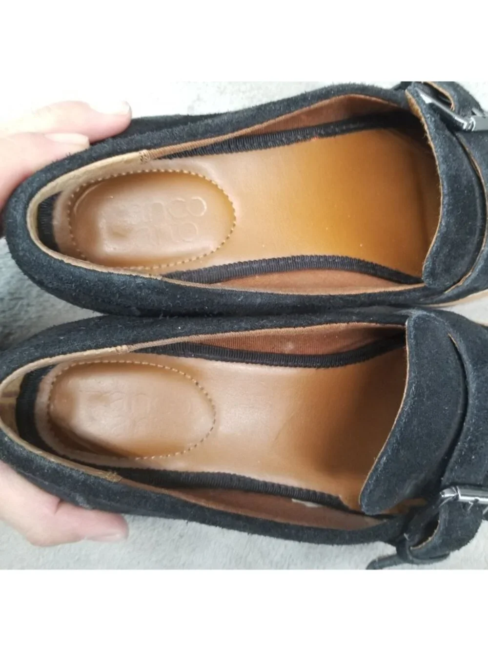 Franco Sarto Shoes Womens Size 7 Darius Black Suede Pointed Toe Loafers *Read*